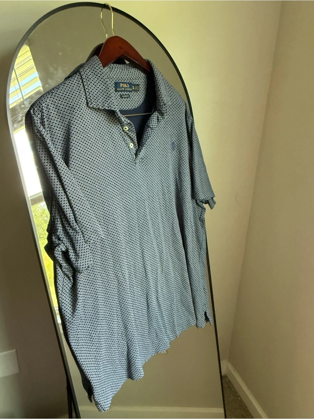Polo Ralph Lauren Men's Polo Shirt Performance All Over Pattern Blue Sz XL